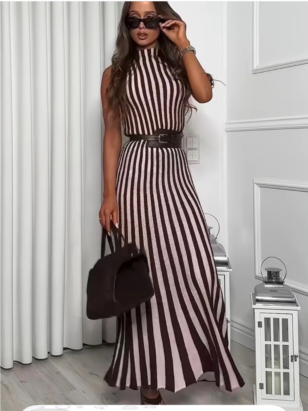 ZARA TEXTURED STRIPED PLEATED SKIRT